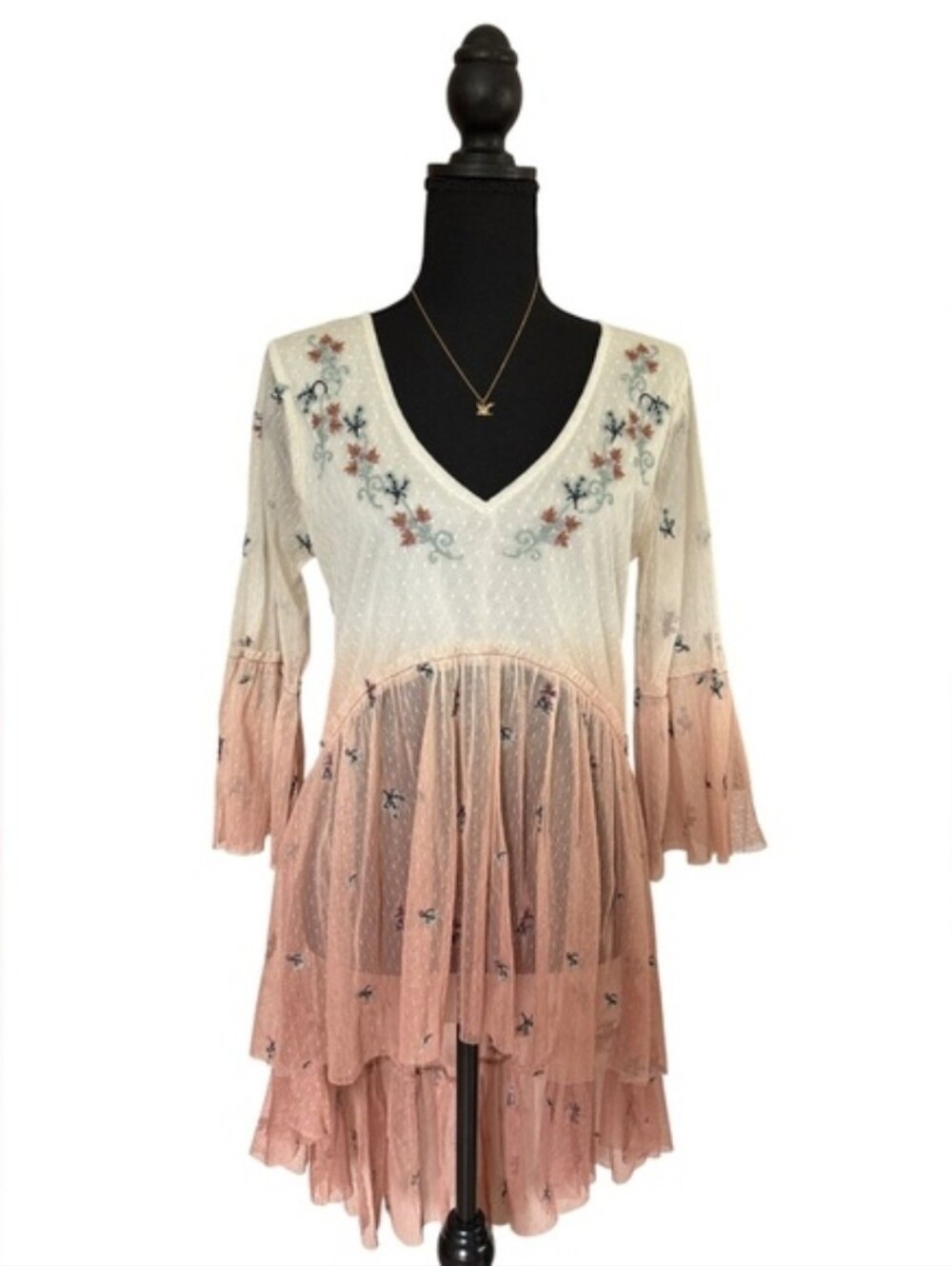 Boho Floral High-Low Peplum Top - Blush Pink Made By Gimmicks